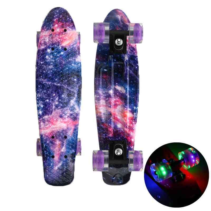 Mini Cruiser- Starlight Color Longboard, Flashing Light Wheel, Skate Board