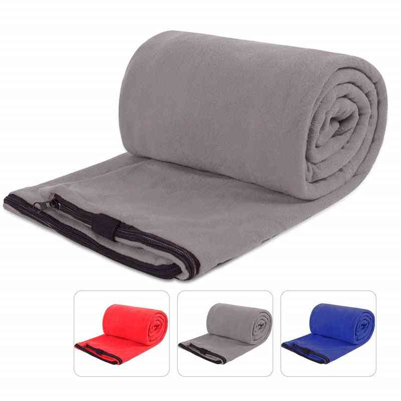 Fleece Sleeping Bag- Liner Microfiber, Outdoor Blanket For Camping, Hiking