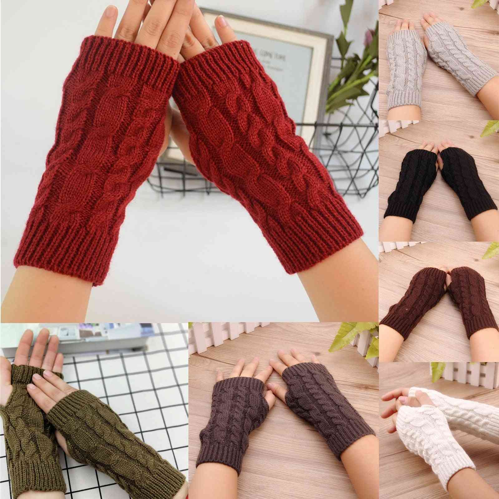 1pair Winter Knitted Stretch Keep Warm Riding Gloves