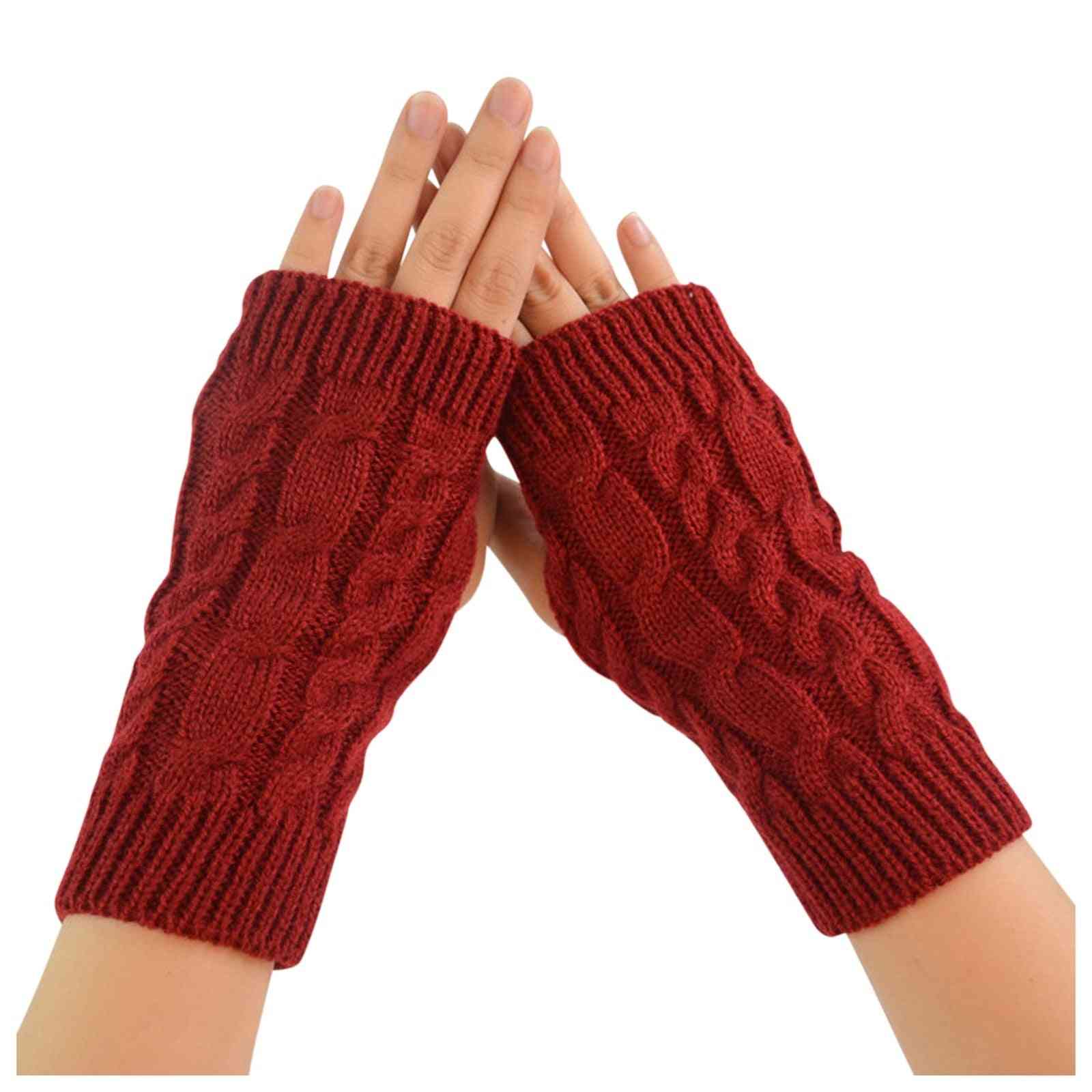 1párové zimní pletené strečové udržovací teplé rukavice