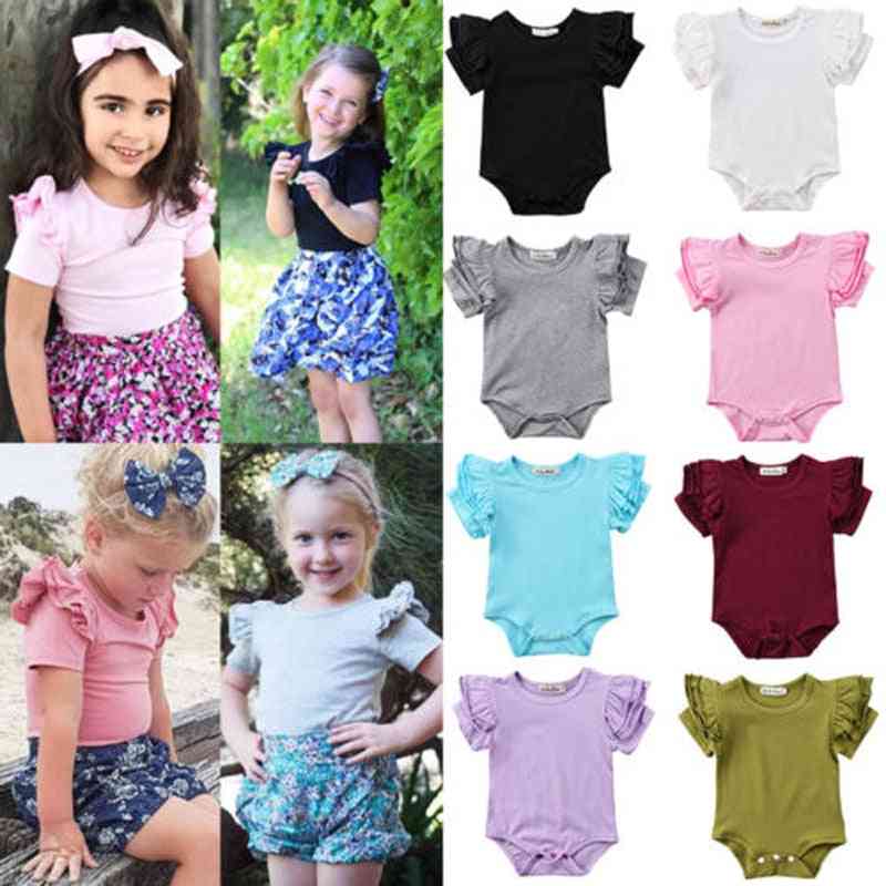 Baby Romper, Short Sleeve Solid Jumpsuit O-neck Outfits Clothes