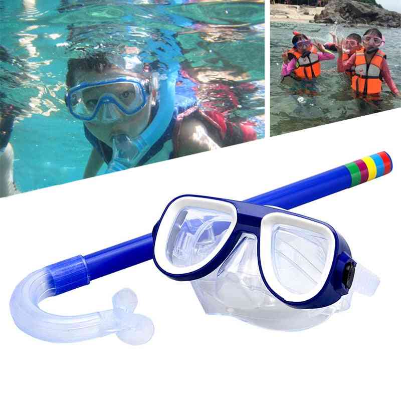 Børns snorkling, svømmebriller, pvc linsemasker, åndedrætsslange