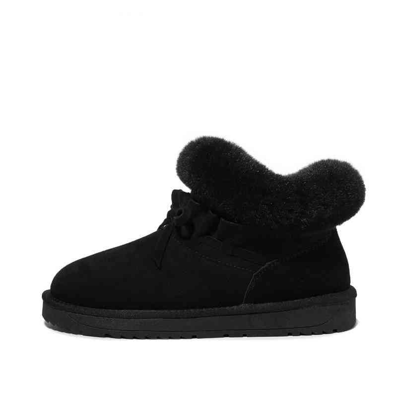 Winter Warm- Fur Inner Ankle Snow, Slip-on Flats Boots, Skiing Sports Shoe