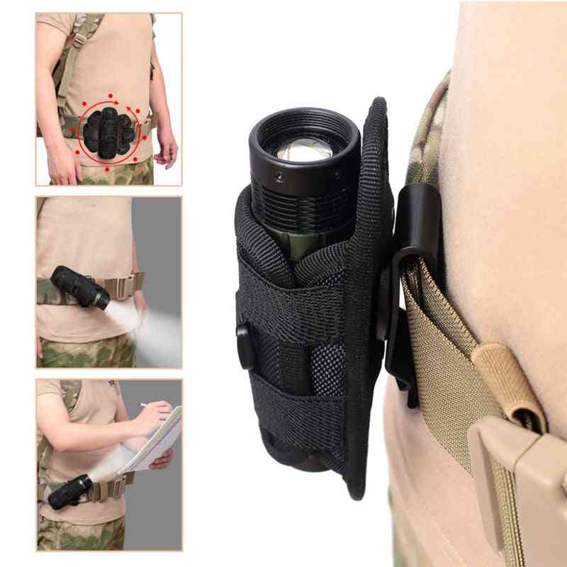 Tactical Rotatable Flashlight Pouch, Holster Torch Case For Belt, Cover Hunting Lighting Survival Kits