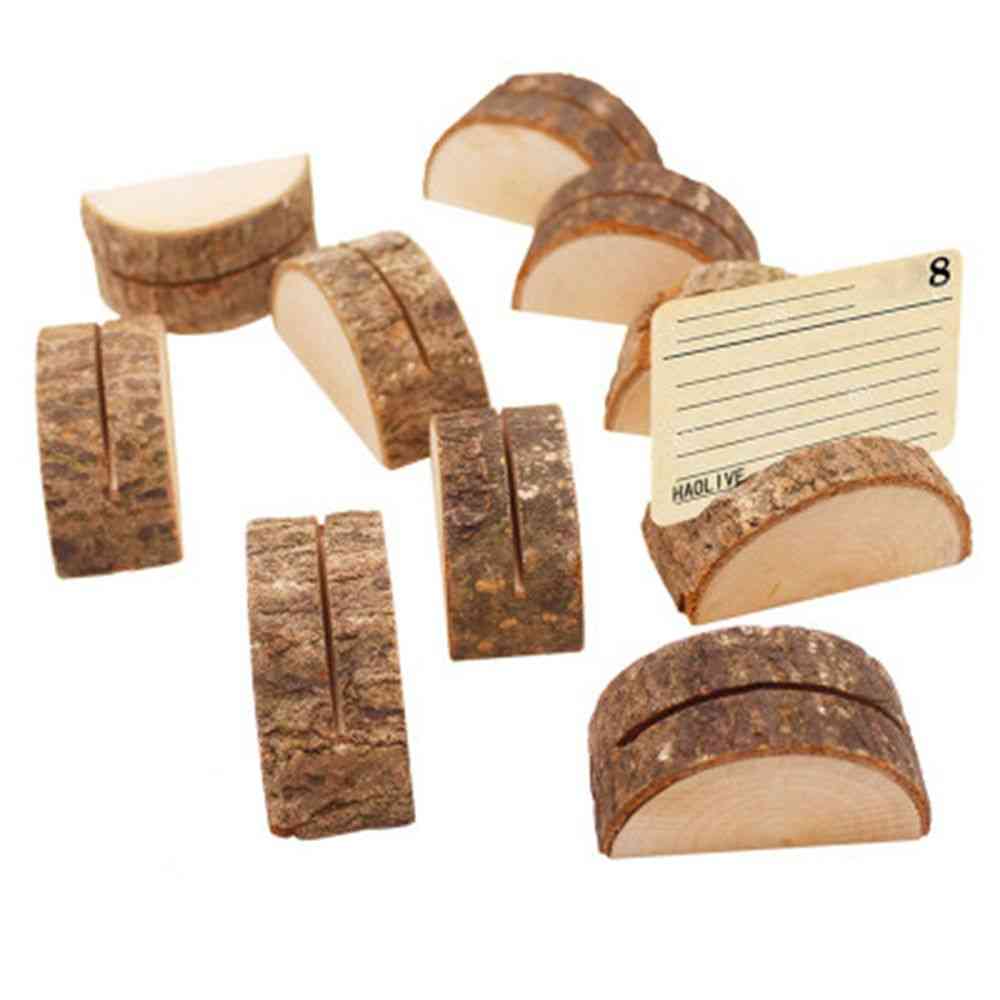 Wooden Photo Clip Bark Stump Crafts Retro Country Home Decoration Card Holder