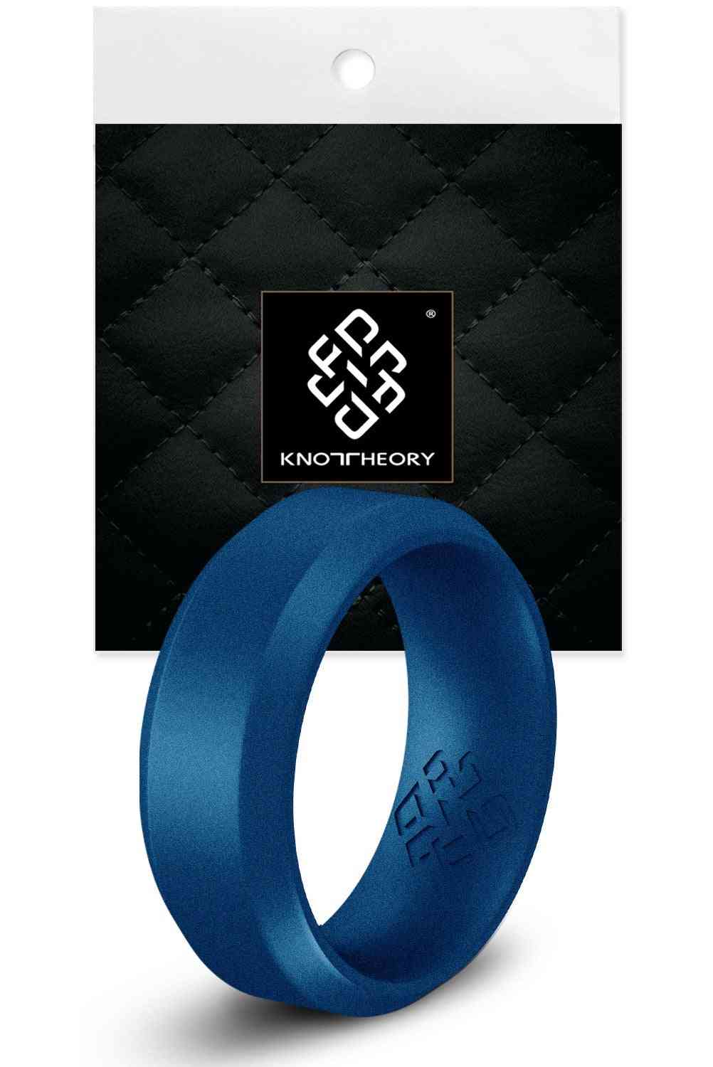 Midnight Blue Bevel Edge Breathable, Silicone Ring
