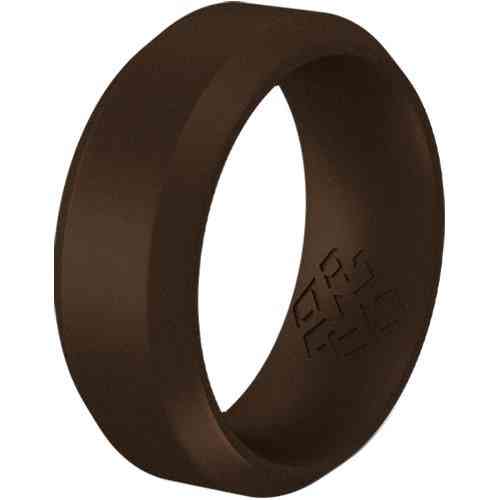 Dark Brown Bevel Edge, Breathable Silicone Ring For Men