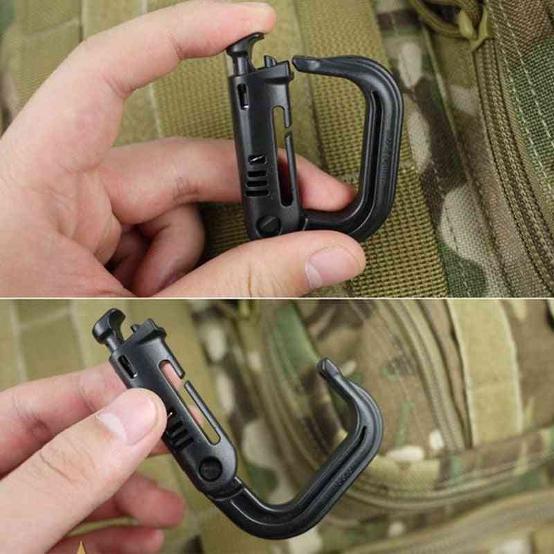 Grimloc Molle Carabiner D Locking Ring, Plastic Clip Snap Type Buckle Keychain