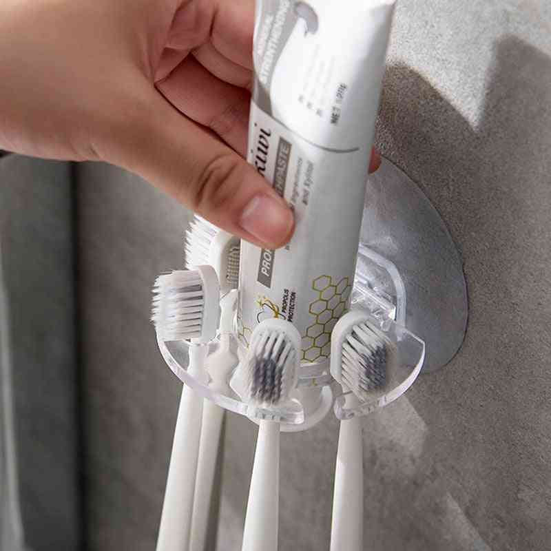 Wall Mount- Toothpaste Dispenser, Toothbrush Holder