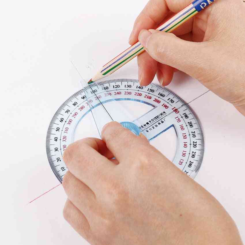 360 Degree Pointer Protractor Round Transparent Drafting Supplies