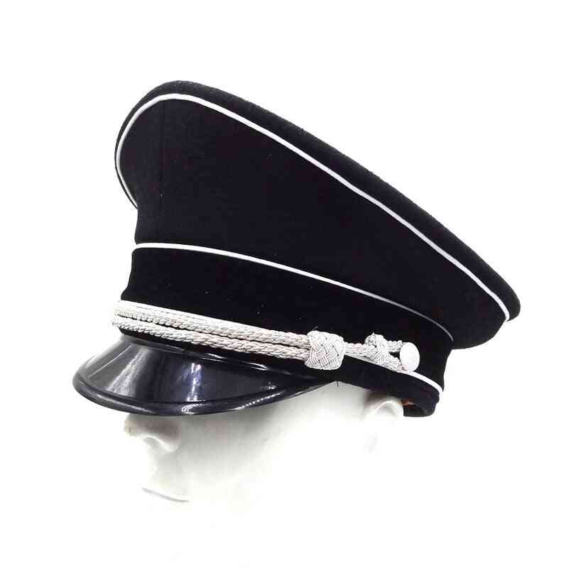 Cappello da ufficiale berretto tedesco cordino argentato nero