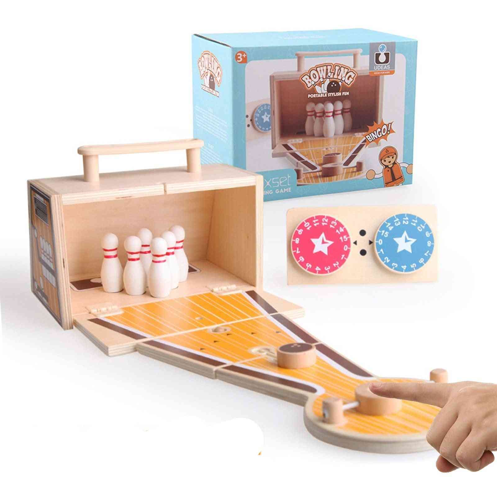 Mini bowling da tavolo giocattolo gioco di bowling in legno per interni