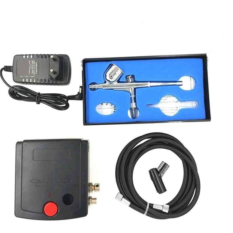 Double Action Mini Air Compressor Airbrush Kit For Art Painting Tattoo Spray