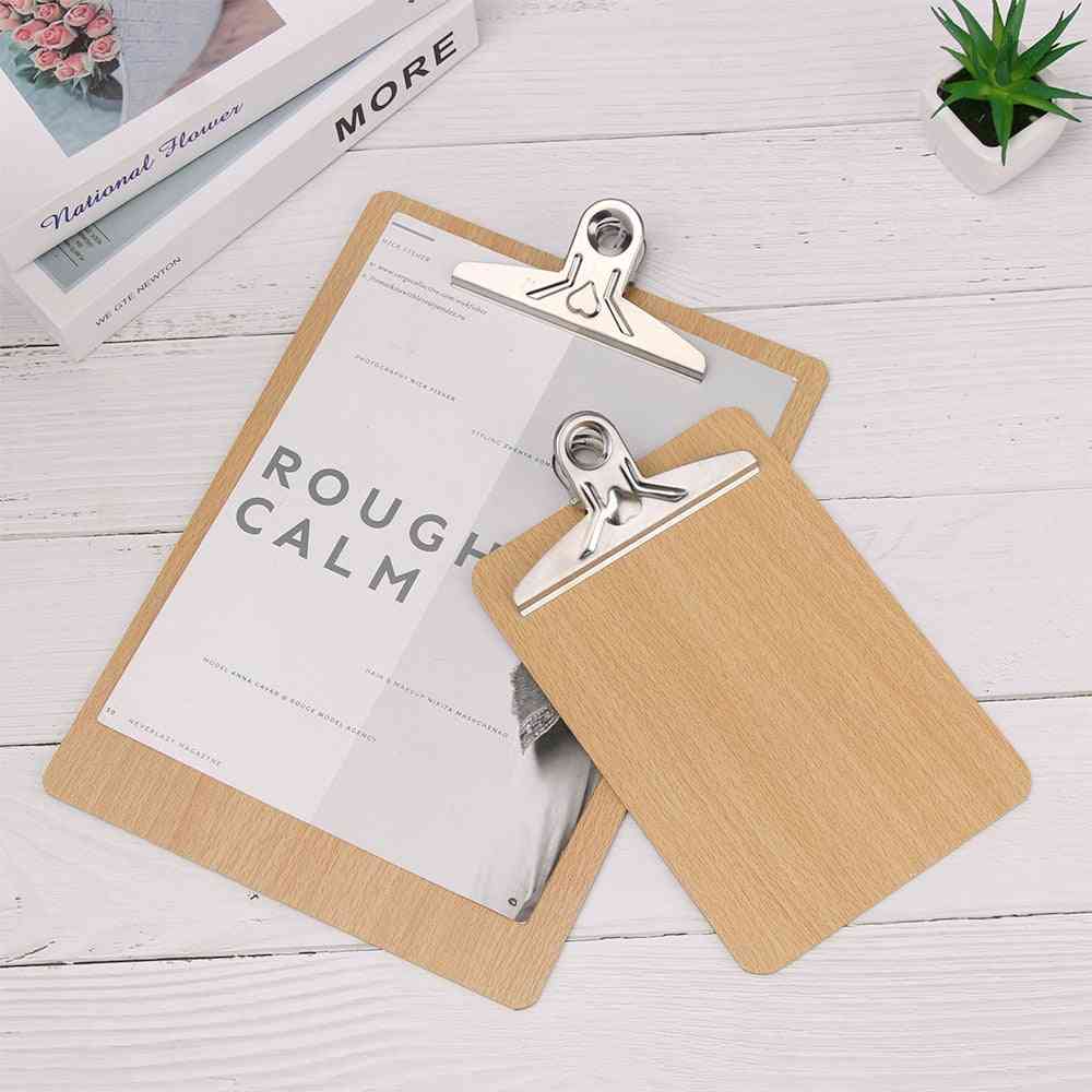 Wooden Clipboard- Writing Sheet Pad, Storage Clips, Folders Board