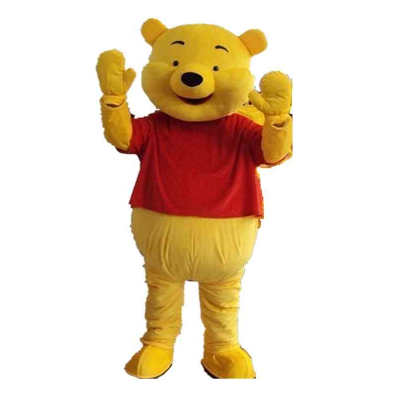 Kostum maskote rumenega medveda obleka za odrasle