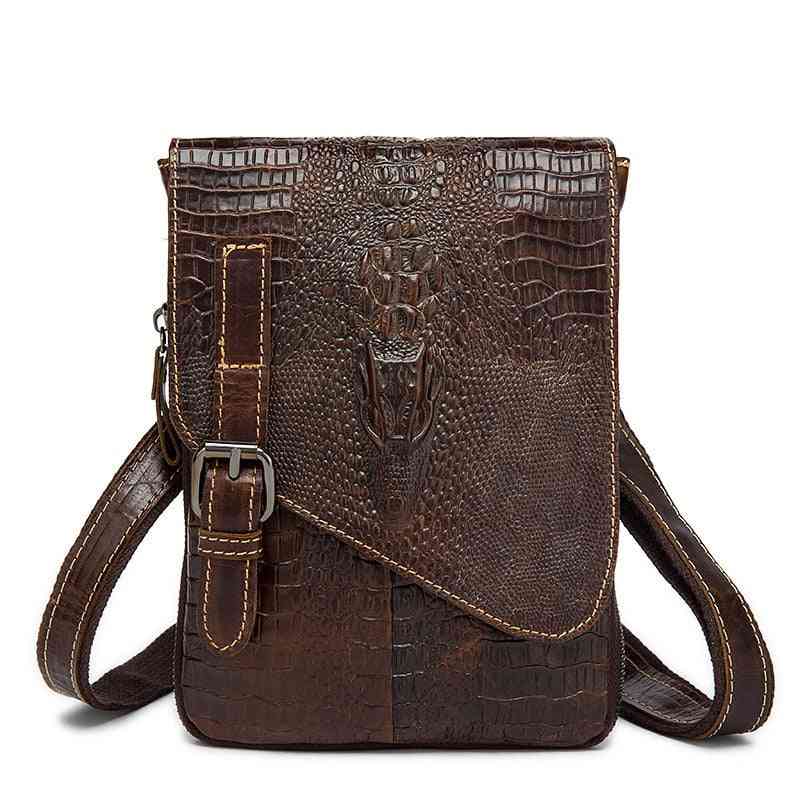 Men Crocodile Classic Briefcase, Genuine Leather Shoulder Bag