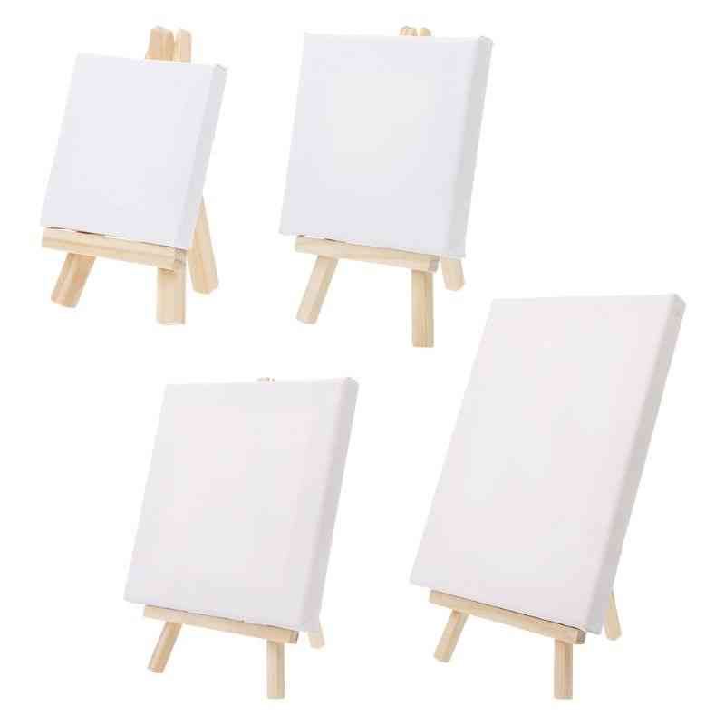 Mini Canvas And Natural Wood Easel Set For Art Painting, Drawing Craft