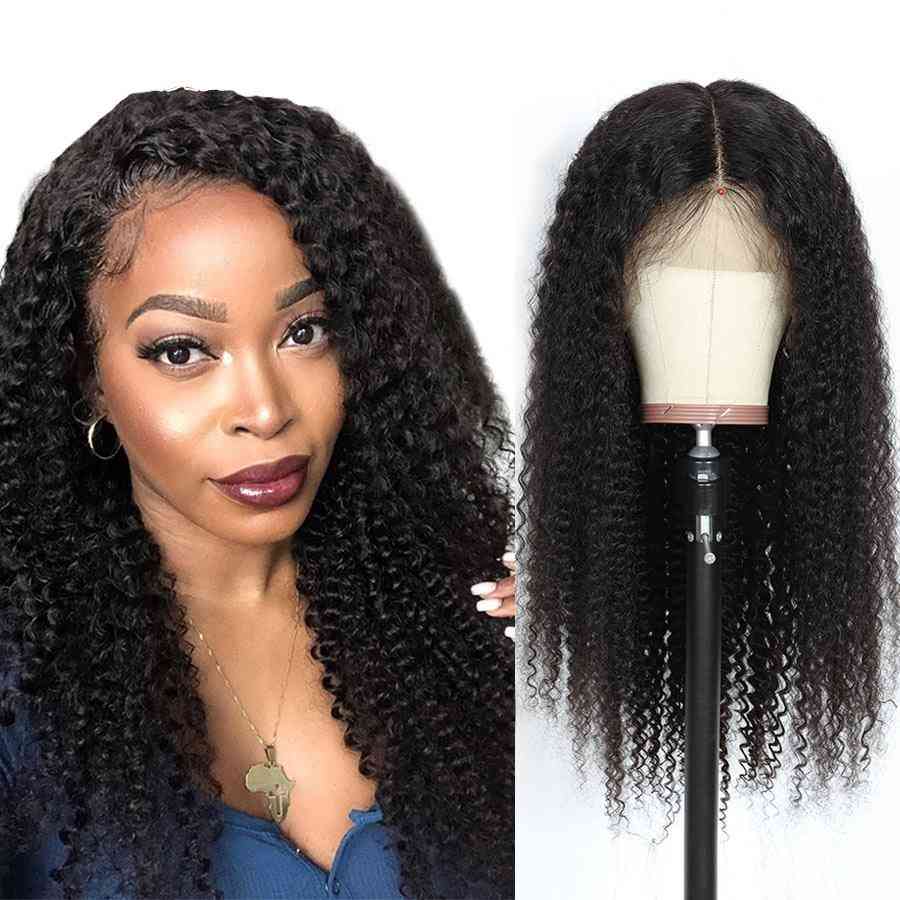 180% Density Kinky Curly 4x4 Lace Closure Human Hair Wigs