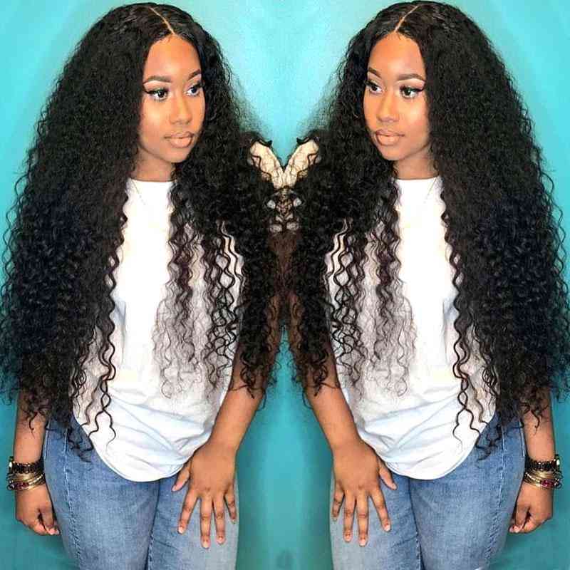 Deep Curly Human Hair Wigs With 13x4 Lace Frontal 180% Density 150%