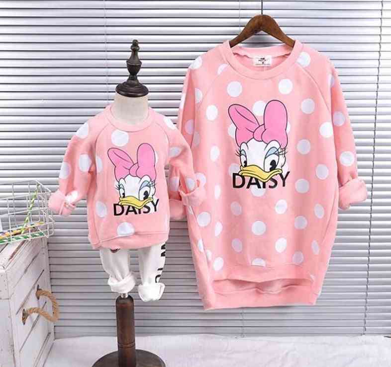 Family Matching Clothes, Cartoon Mother And Daughter Sweatshirt