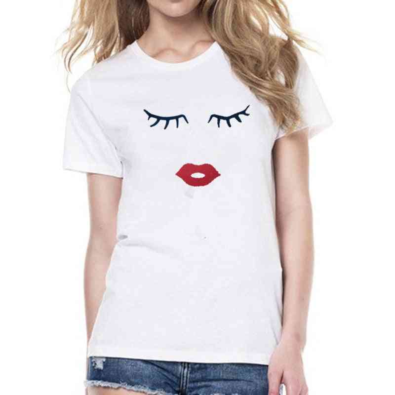 Eye Lashes & Lips Print Mother & Daughter T-shirt
