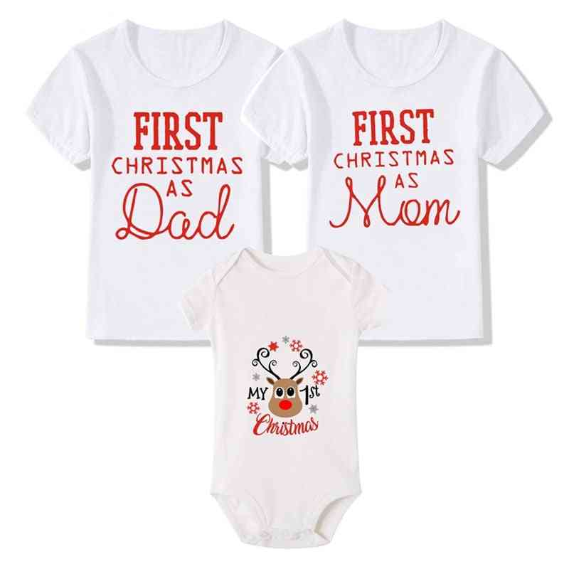 T-shirt papa et maman de noël, papa maman et vêtements pour bébé