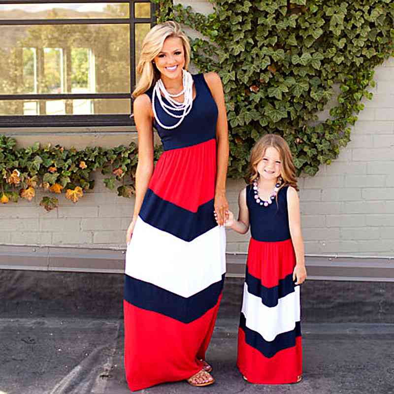 Rodinné šaty pro matku a dceru, dětské rodičovské šaty