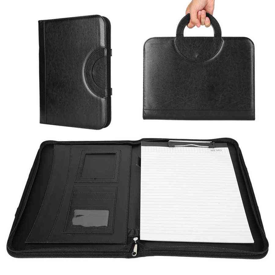 A4 Pu Leather Folder With Calculator Briefcase Bag