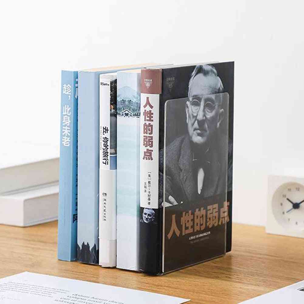 Transparent Acrylic Bookends Book Support Shelf Rack Desk