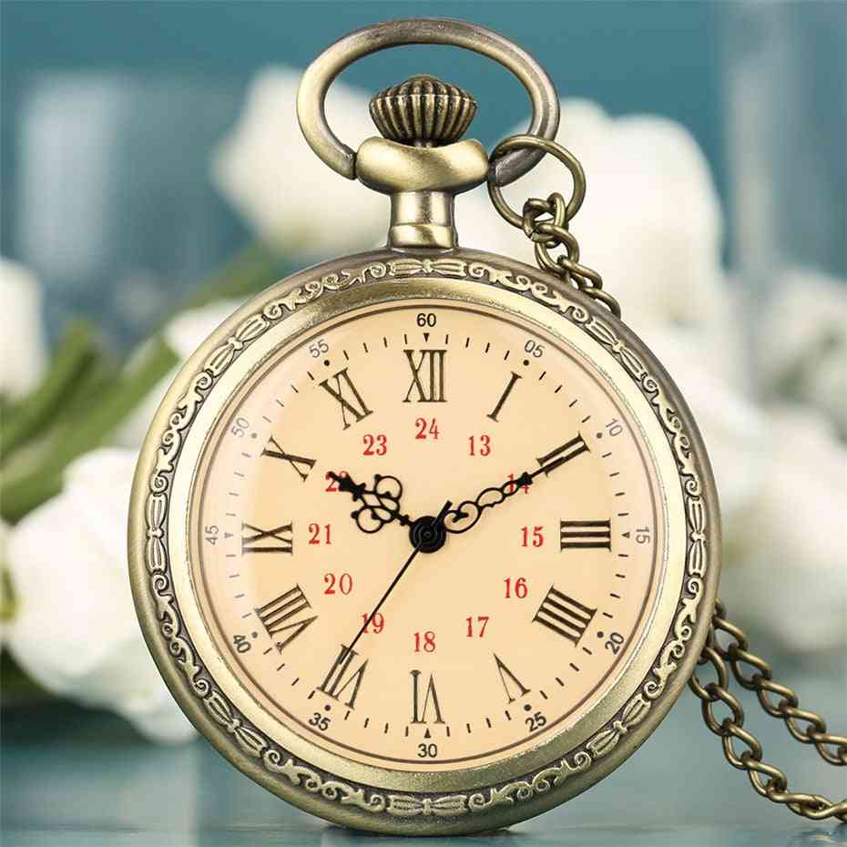 Charme vintage quartz chiffres romains affichage collier horloge montre de poche
