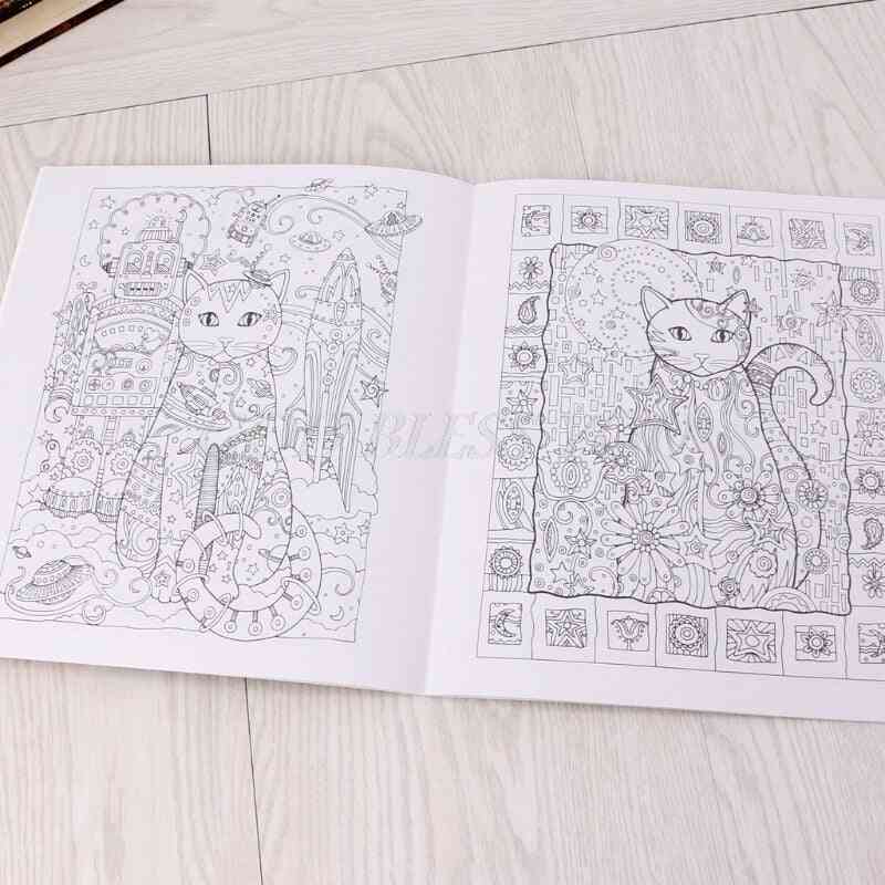 Livre de coloriage de chat créatif, livre de dessin de peinture de temps de tuer