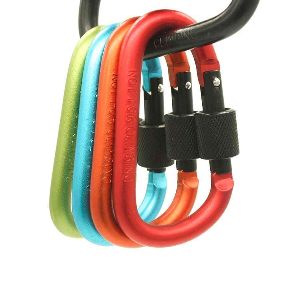 Aluminum Carabiner Chain Clip, Rotary Lock D-ring Buckle