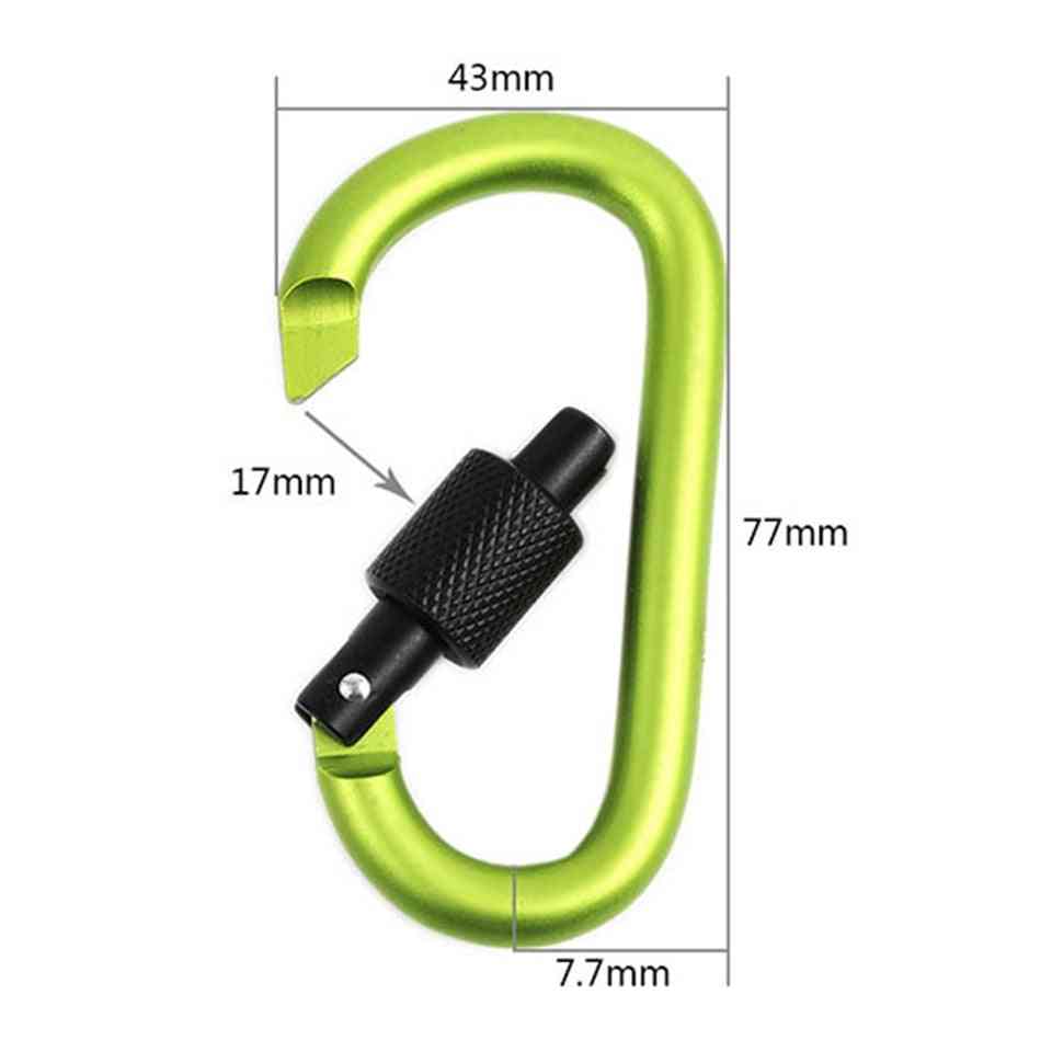 Aluminum Carabiner Chain Clip, Rotary Lock D-ring Buckle
