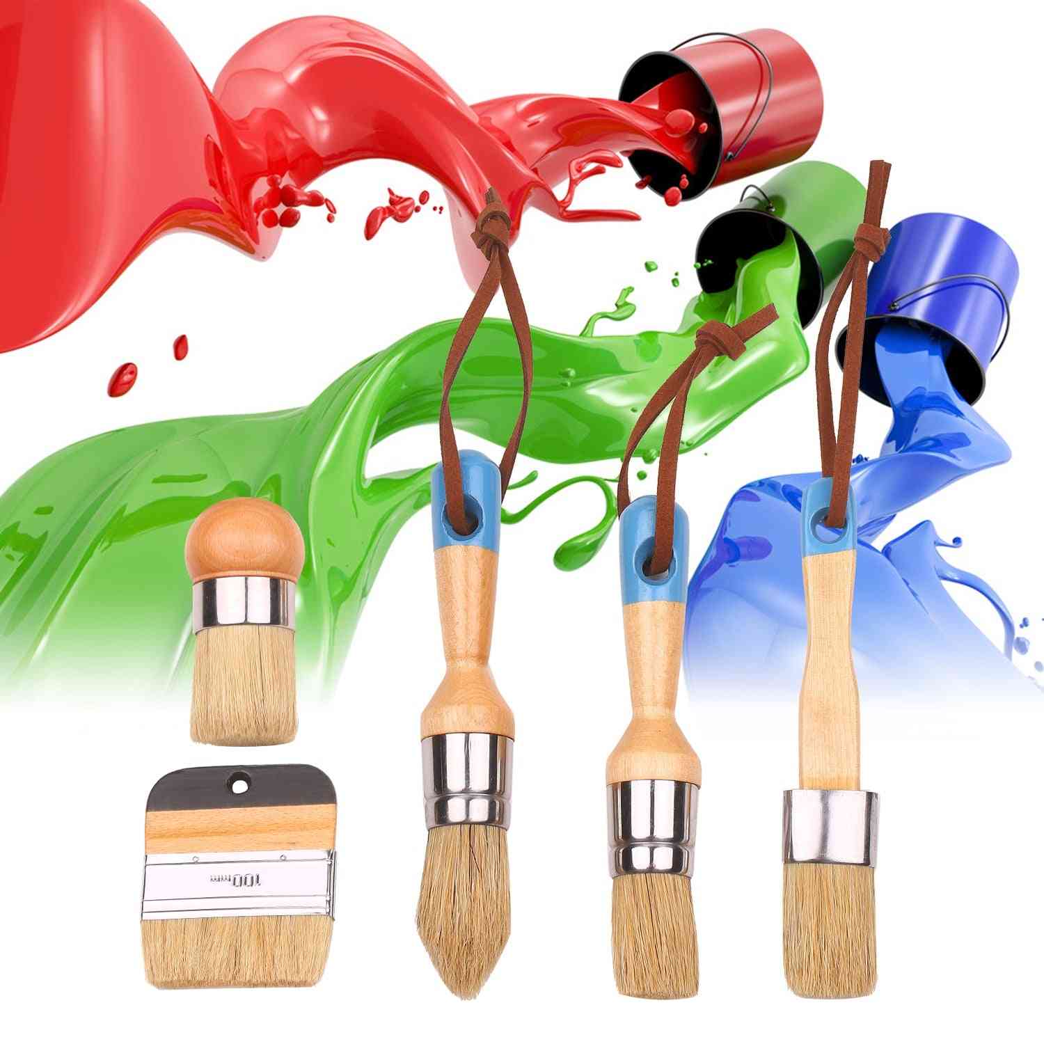 Round/pointed/flat Brush With Ergonomic Handle - Painting And Waxing Tool