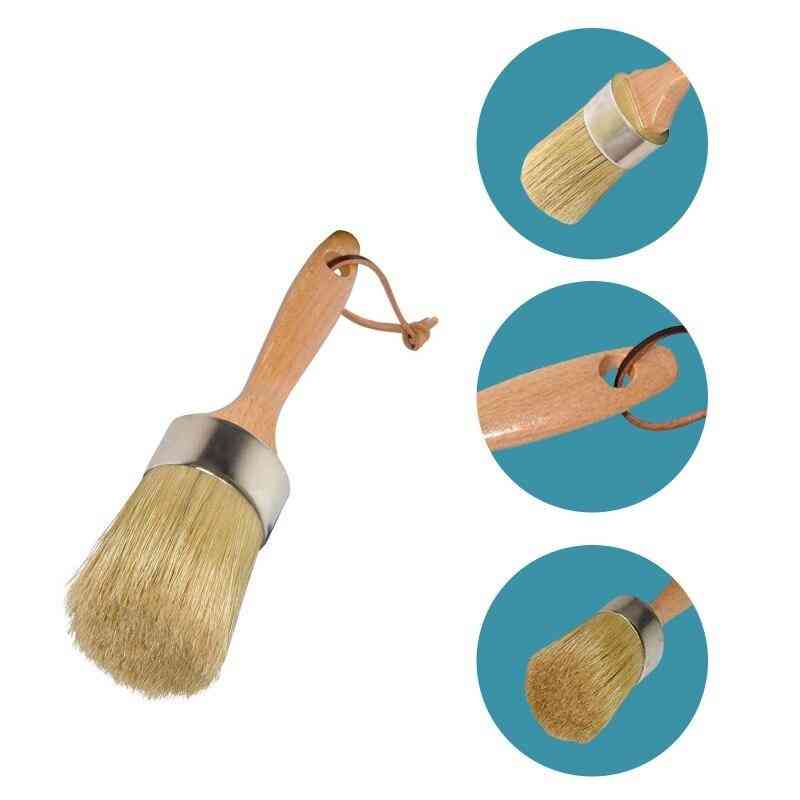 Wooden Handle Chalk Wax Paint Brushes For Wood Furniture