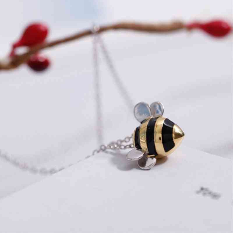 Sterling Silver- Cute Bee Clavicle, Chain Necklace