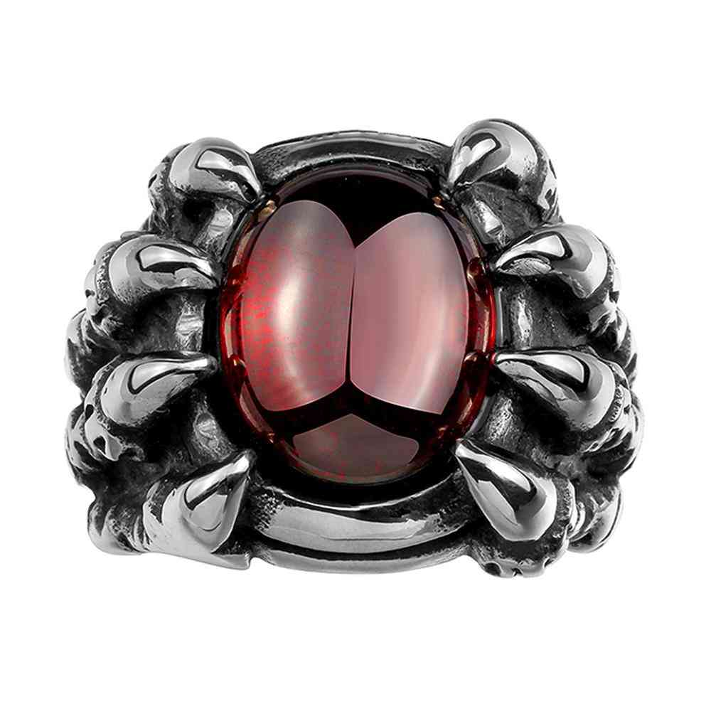 316l Stainless Steel Red Crystal Claws Men's Ring