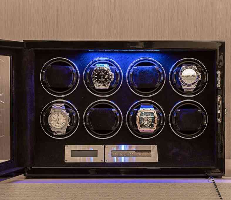 8-automatic Watches Winder, Wooden Upright Storage, Watch Box