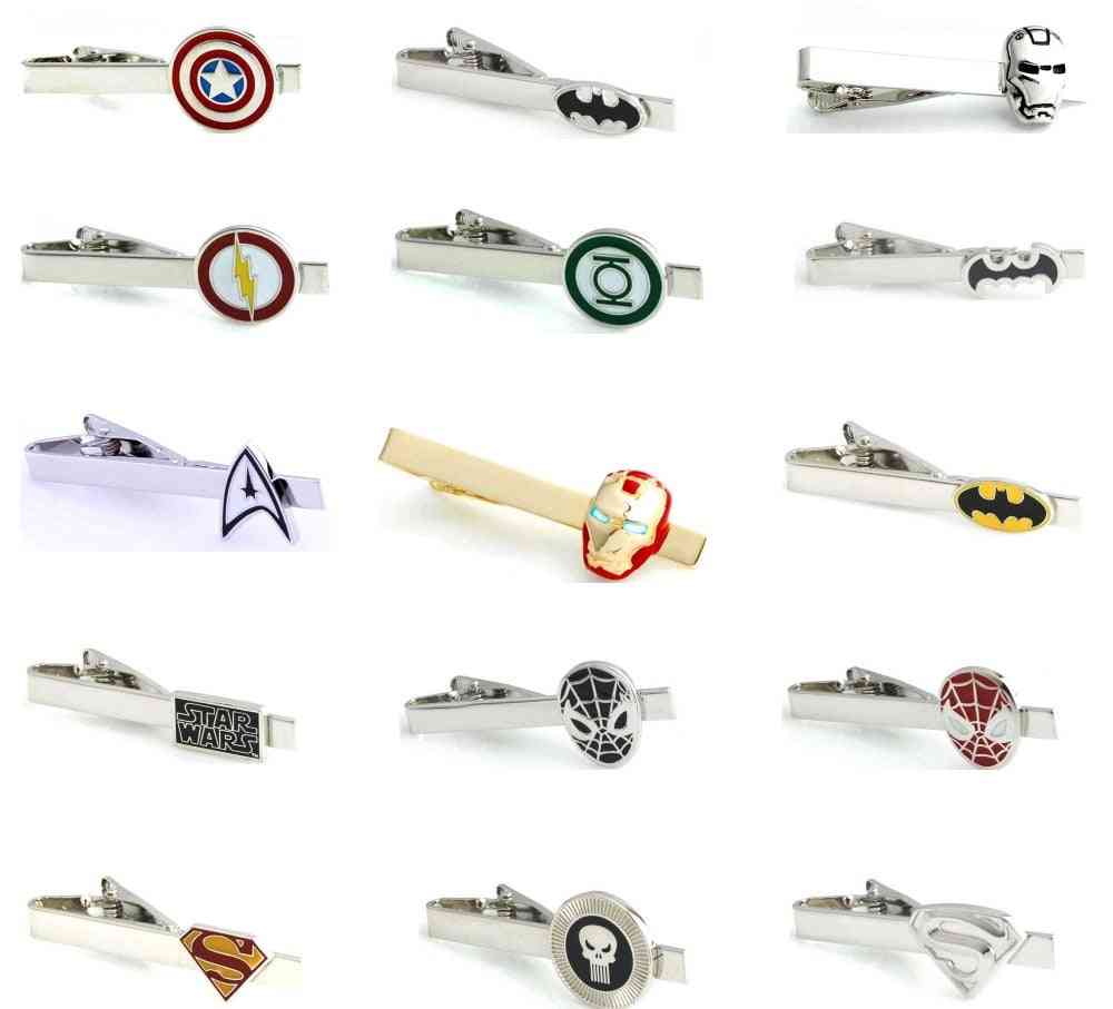 Men Tie Clips, Various Designs, Option Novel Superheroes, Copper Material, Pins