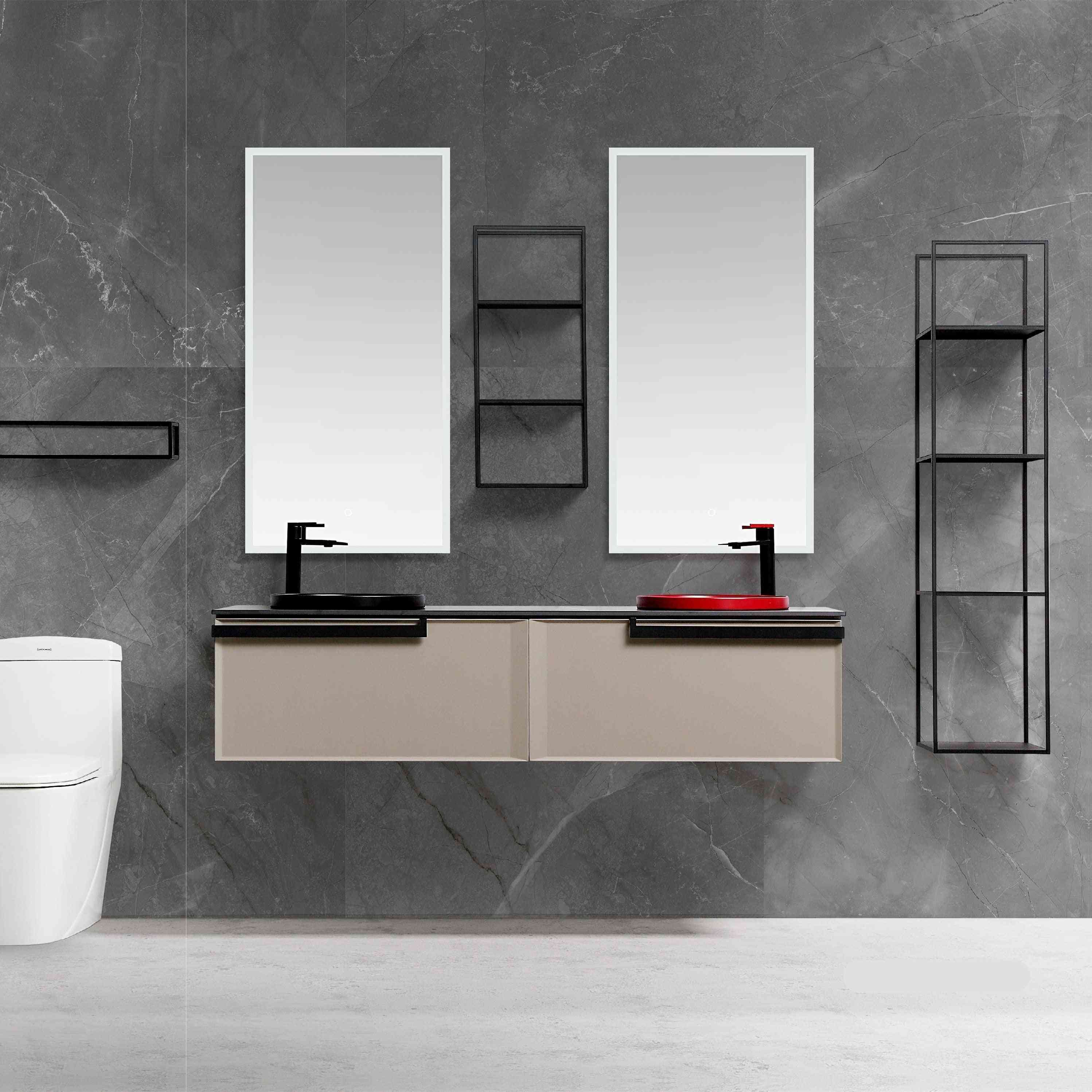 Bathroom Furniture, Light Luxury Solid Wood Cabinet, Ceramic Basin, Led Mirror