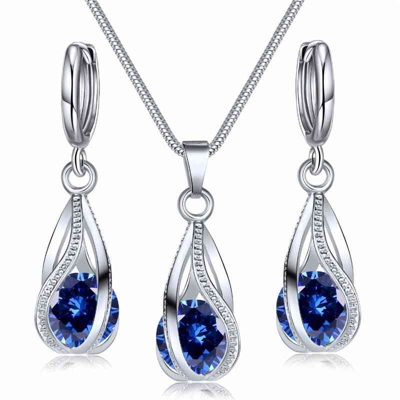 Necklace Earrings Cubic Zirconia Jewelry Sets, Elegant Crystal, Zircon Wedding Set