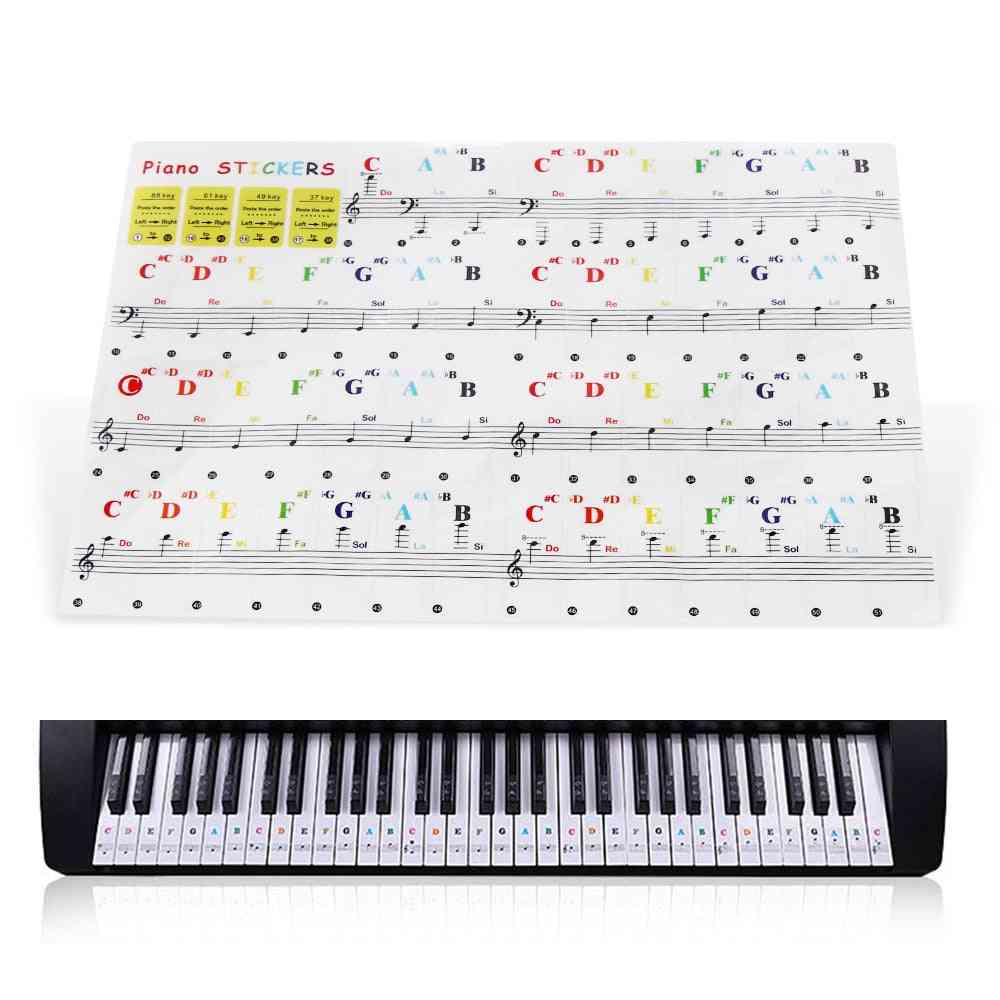 88/61/54/49- White Keys, Electronic Keyboard Piano, Stave Note Sticker