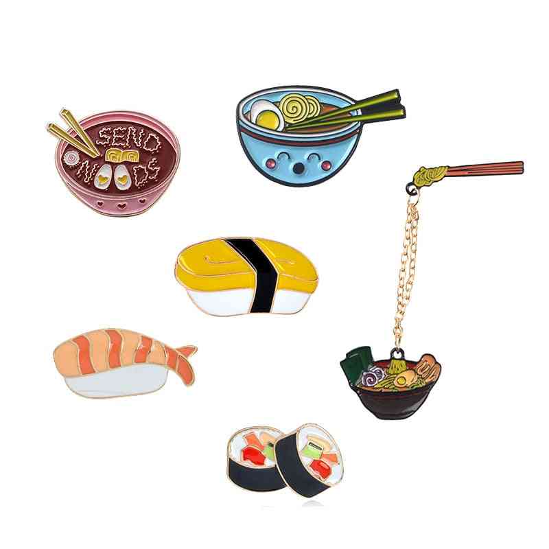 Dessin animé ramen sushi épingles en émail aliments japonais mignons épinglettes insigne bijoux