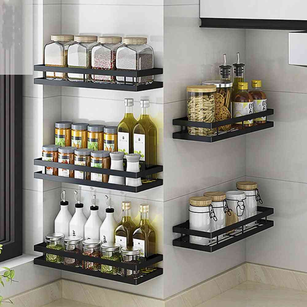 Kitchen Organizer Wall Mount Bracket Holder Storage Shelf For Spice Jar Rack