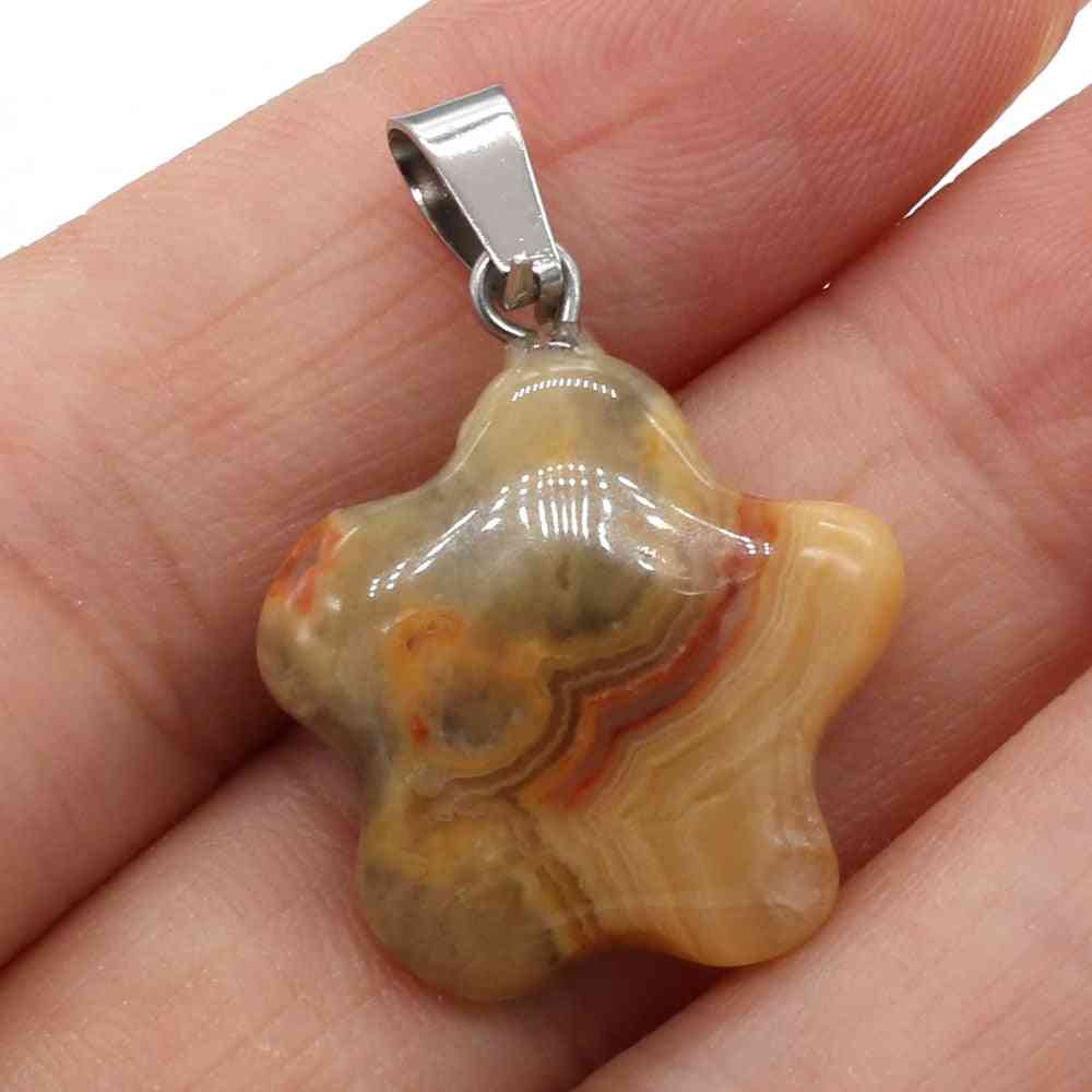 Natural Stone Pendant, Five-pointed Star Shape, Necklace For Making Diy Jewelry