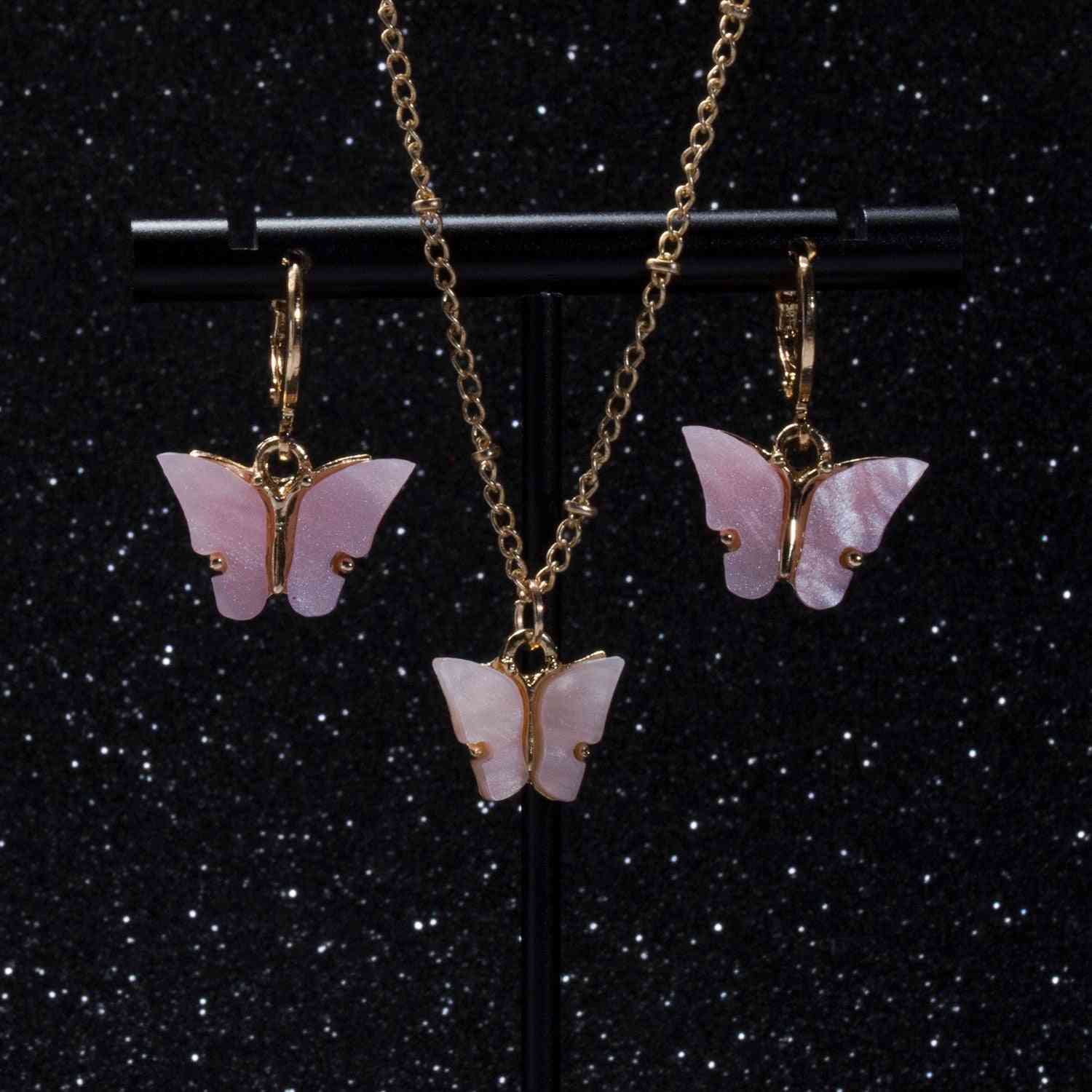 Motýľové náušnice, prívesok, kombinovaná sada náhrdelníkov, súpravy šperkov zo zliatinovej retiazky
