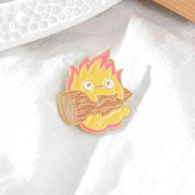 Enamel Pin, Anime Brooches, Fire Elf Badge For Bag, Lapel Buckle, Howl Jewelry