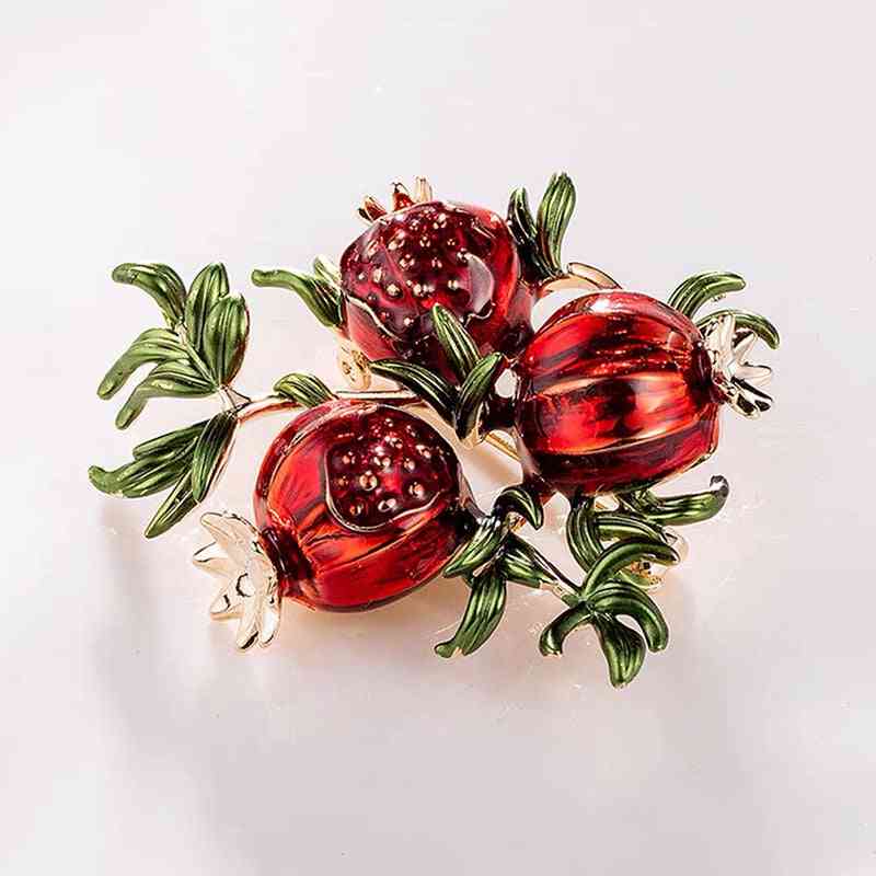 Enamel Pomegranate Brooches, Alloy Fruits Casual Weddings Brooch Pins