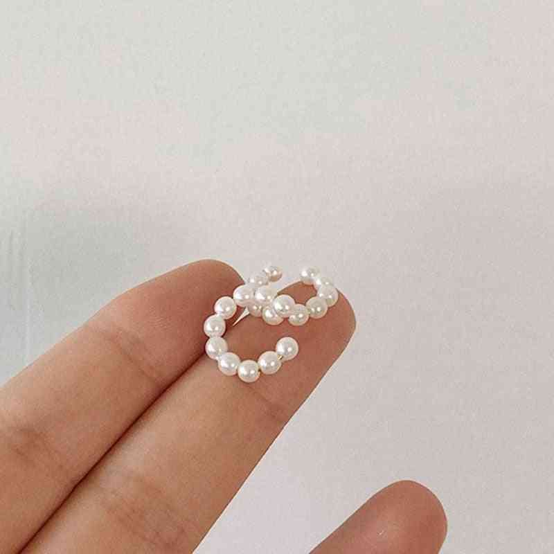 Simple Circle Pearl Ear Cuff Fake Piercing Clip-on Earrings For Women