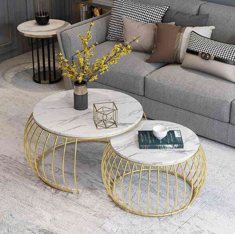 Kodin kalusteet marmori- sohvakeskus, pyöreä sohvapöytä olohuoneeseen